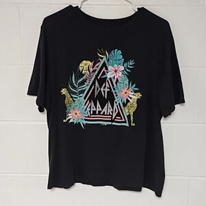 Deff Leppard 2021 Bludgeon Concert Tee Shirt Tropical Graphic 100% Cotton